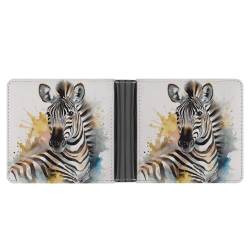 Dwrepo Herren-Ledergeldbörse für Herren, niedliches Zebra-Aquarell-Motiv, schmale Geldbörse mit mehreren Karten, klassischer Passcase, Kartenhalter, Schwarz, Einheitsgröße, klassisch, schwarz, von Dwrepo