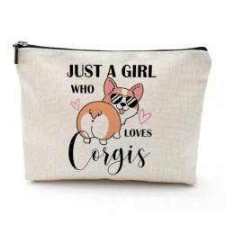 Dyeulget Make-up-Reisetasche – Cartoon-Welpenkosmetik-Organizer – Just Girl Who Loves Dog Kosmetiktasche, lustige Anime-Geldbörse für Tierliebhaber, Mädchen und Frauen, Liebhaber, Refer to von Dyeulget