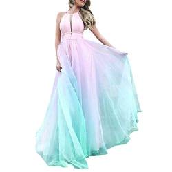 Ballkleid Damen Lang Sexy Tüll Einfarbige Trägerkleid Ärmellos Schulterfrei Partykleid Hohe Taille Cocktailkleid Sling Abendkleid Abiballkleid Knöchellang Maxikleid Hochzeitskleid von Dyhxuan