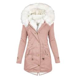 Dyhxuan Winterjacke Damen Lang Parka Jacke Warm Gefüttert Steppjacke Fleece Daunenjacke mit Fellkapuze Outdoorjacke Große Größen Daunenmantel Elegant Wintermantel Winterparka Winter Mantel für Frauen von Dyhxuan