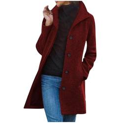 Dyhxuan Wolljacke Damen Warme Lang Herbst Mantel - Locker Trenchcoat Longline Herbstjacke Mit Taschen Wollmantel Outdoorjacke Wool Coat Einreihig Windjacke Urlaub Winterjacke Reisen Damenjacke von Dyhxuan