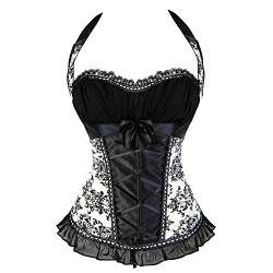 E-girl Damen Push-up Vollbrust Korsett Korsage Schnüren Kunststoff entbeint Weiß Neckholder Shapewear Corsage,Größe 36-38,E8151 von E-girl