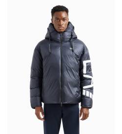 EA7 für Herren. 6DPB19_PNGAZ Gesteppte Jacke aus technischem Gewebe mit marineblauer Kapuze (S), Lässig, Polyamid von EA7