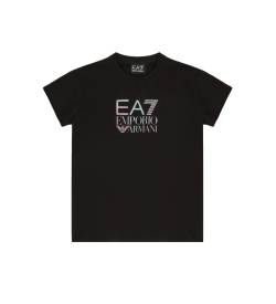 EA7 für Mädchen. 3DFT03_FJLIZ Graphic Series T-shirt schwarz (6años= 118cm), Lässig, Baumwolle, Kurzarm, Kinderbekleidung von EA7