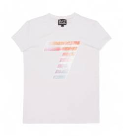 EA7 für Mädchen. 3DFT09_FJ2HZ Train Logo Series T-Shirt weiß (10Años= 142cm), Lässig, Sportlich, Baumwolle, Laufen, Sportbekleidung, Multisp von EA7