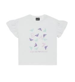 EA7 für Mädchen. 3DFT10_FJLIZ Eagle T-shirt weiß (14años= 164cm), Lässig, Baumwolle, Kurzarm, Kinderbekleidung von EA7