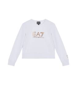 EA7 für Mädchen. 6DFM01_FJVHZ Weißes Logo-Sweatshirt (14años= 164cm), Lässig, Sportlich, Baumwolle, Multisport, Kinderbekleidung von EA7