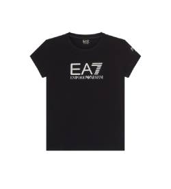 EA7 für Mädchen. 8NFT01_FJ2HZ Glänzendes Kurzarm-T-Shirt schwarz (14Años= 164cm), Lässig, Baumwolle, Kinderbekleidung von EA7