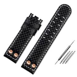 EAMOM 22mm Carbon Fiber Echtes Leder Schweiß Beweis Ersatz Armband Band Männer Uhr Zubehör Für Hamilton Khaki Field Uhr(Black) von EAMOM