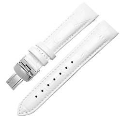 EAMOM Echtes Lederarmband für Tissot T035 Armband Damen-Armband mit gebogenem Ende, 18 mm, modisches Armband(White) von EAMOM