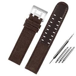 EAMOM Für Hamilton Khaki Field Uhr H760250/H77616533/H70605963 H68201993 Uhrengurt echtes Leder Nylon Männer Watch Band 20mm 22mm(Brown silver clasp,22mm) von EAMOM