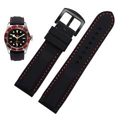 EAMOM Männer silikon Uhrband 20mm 22 mm 24m für Mido Citizen Omega Sport Gummi Ersatzriemen rot blau orange weißes weiches Armband(Black red black,20mm) von EAMOM