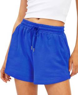 EBANKU Damen Sweatshorts, lässige Laufshorts für den Sommer, Bequeme Sportshorts mit hoher Taille und Taschen von EBANKU