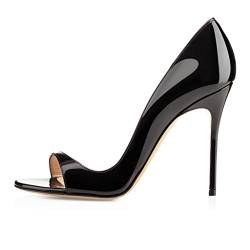 EDEFS Damen Peep Toe High Heels Pumps Geschlossene Offene Zehen d'Orsay Übergröße Schuhe Schwarz Größe EU40 von EDEFS