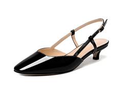 EDEFS Damen Slingback Kitten Heel Sandalen Schuhe Schwarz EU40 von EDEFS