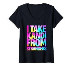 Damen Ich nehme Kandi von Strangers Rave Techno DJ T-Shirt mit V-Ausschnitt von EDM House Electronic Music Festival Men Women Tees