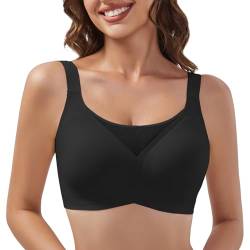 EDOTON BH Damen Ohne Bügel BH Push Up Bralette Große Größen Soft BH ohne Buegel Seamless Bequemer Klassische BH mit zusätzlicher BH-Verlängerung (Schwarz,M) von EDOTON