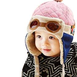 EDOTON Baby Kinder Earflap Hut, Winter Warme Pilot Flieger Mütze Wintermützen für Mädchen Jungen 6 Monate -3 Jahre (Rosa) von EDOTON