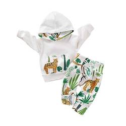 EDOTON Baby Mädchen Outfit 2 Stücke Set Gestreifte Blumen Hoodies mit Tasche Top + Lange Hosen Sweatshirt Outfit Kleidung (3-6 Monate, Weiß) von EDOTON