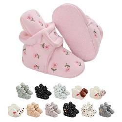 EDOTON Unisex-Baby Neugeborenes Fleece Booties, Baby Jungen Mädchen Weiche Sohlen Streifen Bootie Kleinkind Stiefel Niedlich Stiefel Socke Einstellbar von EDOTON