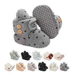 EDOTON Unisex-Baby Neugeborenes Fleece Booties, Baby Jungen Mädchen Weiche Sohlen Streifen Bootie Kleinkind Stiefel Niedlich Stiefel Socke Einstellbar von EDOTON