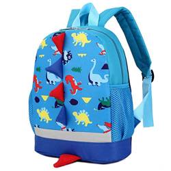 Kleinkind Kinder Schule Tasche,Karikatur Dinosaurier Muster Tiere Rucksack für 3-6 Jahre Jungen Mädchen (Blau) von EDOTON