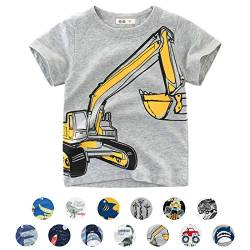 Unisex Baby T-Shirt Baumwolle Süß Karikatur Tier Muster Tops für 1-7 Jahre Alt (3-4 Jahre, Grau Bagger) von EDOTON