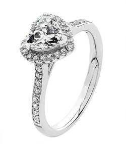 925 Sterling Silber (Rhodiniert) Herz Damen - Ring mit Zirkonia TRS15529RSP von EDS Jewels