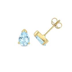 Elegante 9 Karat (375) Gold Damen - Paar Ohrstecker mit Topas - 7mm*5mm TRS40213 von EDS Jewels