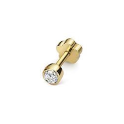 Funkelndes Feuer 18 Karat (750) Gold Damen - Diamant Einzel Knorpel Ohrstecker Brillant-Schliff 0.07 Karat H - SI2 TRS34721 von EDS Jewels