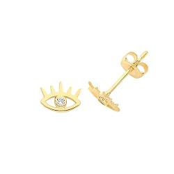 Moderne 9 Karat (375) Gold Damen - Paar Ohrstecker mit Zirkonia - 5mm*7mm TRS26826 von EDS Jewels