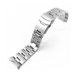EDVENA Gebogene Enden 18mm 20mm 22mm Massive Edelstahl Watchband Link Armband Armbanduhrband Männer Ersatzuhrarmband mit Pins (Color : Silver, Size : 20mm) von EDVENA