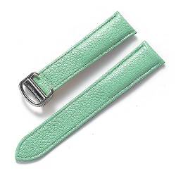 EDVENA Kompatibel Mit Cartier Tank Litchi Grain Soft Leather Leather Strap Herren Damen Faltschnalle Uhrenzubehör (Color : Light blue, Size : 15mm) von EDVENA