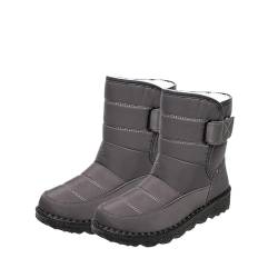 EEJBYTDI Warme Pelz-Winterstiefel für Damen, bequeme, wasserdichte Schneestiefel für Damen, dicker Winterstiefel (38,Gray) von EEJBYTDI