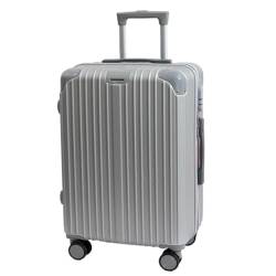 EETYREBR Koffer Gepäckkoffer Mit Universalrädern, Trolley-Koffer, Passwortbox for Herren, Mode-Geschenkbox for Damen Handgepäck(Silver,24in) von EETYREBR