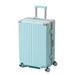 EETYREBR Koffer Herren- und Damen-Aluminiumrahmen-Universal-Radkoffer, PVC-Trolley, 20-Zoll-Boarding-Koffer Handgepäck(Blue) von EETYREBR