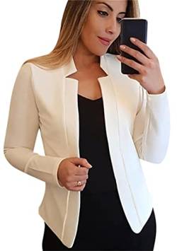 EFOFEI Damen Arbeitsanzug Bürojacke Schmal Geschnittener Blazer Freizeitanzug Mit Revers Weiß S von EFOFEI