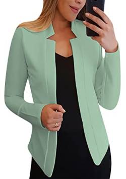 EFOFEI Damen Kostüm Revers Offene Front Kostüm Mantel Einfache Strickjacke Kostüm Einfarbig Kostüm Dünne Business Strickjacke Hellgrün XL von EFOFEI