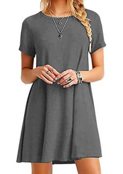 EFOFEI Damen T-Shirt Kleid lose Kleid Kurzarm Kleid Übergröße Kleid Grau XL von EFOFEI