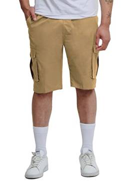 EGOMAXX Herren Kurze Cargo Shorts Hose Capri Bermuda Trekking Pants Freizeit Trousers mit Tunnelzug Schnürung, Farben:Beige, Größe Hosen:XL von EGOMAXX