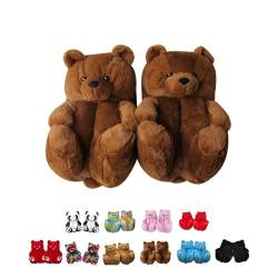 EHOTER Damen Plüsch Teddybär Hausschuhe Teddybären Hausschuhe Fuzzy Tier Hausschuhe Plüsch Home Indoor Warm Winter All Inclusive Haus Hausschuhe für Damen Herren, braun, Einheitsgröße von EHOTER