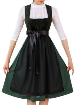 EIISSION Dirndl Damen midi Lang Dirndl Schwarz Trachtenkleid Trachtenrock Dirndl-Komplettsets Trachtenmode Trachten Damen mit 3 Teilig Dirndl Schürze Dirndlbluse Oktoberfest Dresses Dirndlkleid 34 von EIISSION