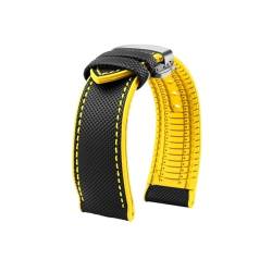 EIWOFER Kompatibel Mit Dem Uhrenarmband Der Water Ghost Hamilton-Serie Aus Nylon Mit Gummiunterseite, 20 Mm, 22 Mm, 23 Mm, For Herren, Weiches, Wasserdichtes Armband(Black yellow silverB,20mm) von EIWOFER