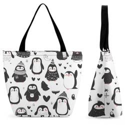 EJFICAHG Handtaschen Für Frauen Niedliche Pinguine Muster Einkaufstasche Leder Tote Bag Satchel Bags Für Mädchen von EJFICAHG