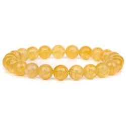 EKFBQBGW Raumdekoration 8 mm Perlenarmband, gelbe Quarzkristallstein-Armbänder for Damen und Herren, Tigerauge-Armreifen, Schmuck, 4. Citrin, 19 cm (Color : 4.citrine, Size : 19cm) von EKFBQBGW