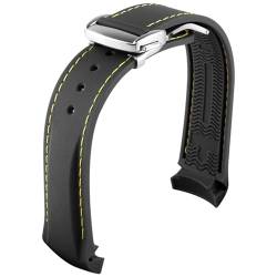 EKINS 20 mm 22 mm Gummi-Uhrenarmband mit gebogenem Ende für Omega Seamaster-Uhrenarmbänder mit Faltschließe, luxuriöse Armbänder, Silikon-Uhrenarmbänder(9,21mm) von EKINS