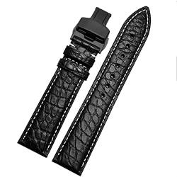 EKINS Crocodile -Leder -Uhrband für jedes Marken -Armband 12 13 14 15 16 17 18 19 20 22 23 24 -mm -Träger mit Klappverschluss(Black white black,23mm) von EKINS