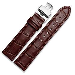 EKINS Echtes Leder -Uhrband mit Schmetterlingsverschluss Bändern Croco -Armband für Männer Striche 12 13 14 15 16 17 18 19 20 21 22 23 24 mm(Brown,14mm) von EKINS