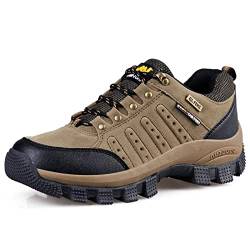 Herren Trekking-Wanderschuhe mit niedriger Leibhöhe, leichte Outdoor-Reise-, Camping- und Kletterschuhe, Sport-Turnschuhe for Schnüren(Khaki,EU 41) von EKsma