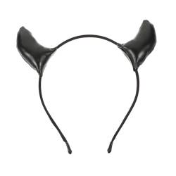 ELEOUTI Dämon Horn Stirnband Hörner Stirnbänder Geparden-stirnband Halloween-party-stirnbänder Halloween-teufelshorn Damen Stirnbänder Schwarze Teufelshörner Kopfbedeckung Nase Leder Black von ELEOUTI